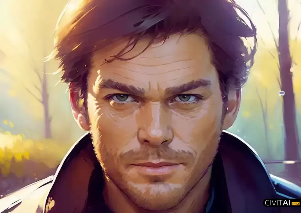 公园里看着相机微笑的英俊男人