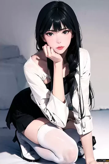 长发大眼睛的女孩肖像照