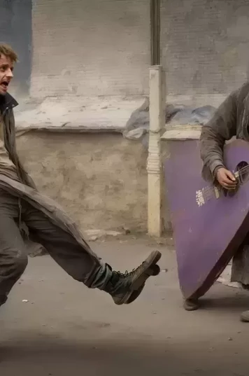 在废墟中舞步的无家可归之人