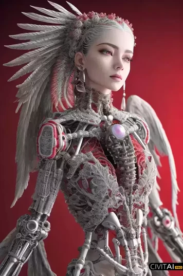 赛博朋克风格的死亡天使光影立体创作