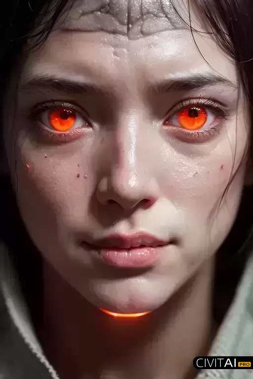 超清晰恶魔女性特写的科幻电影镜头