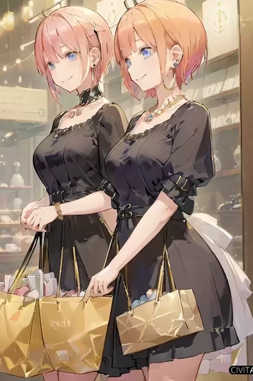 《五等分的新娘》中姐妹花购物中