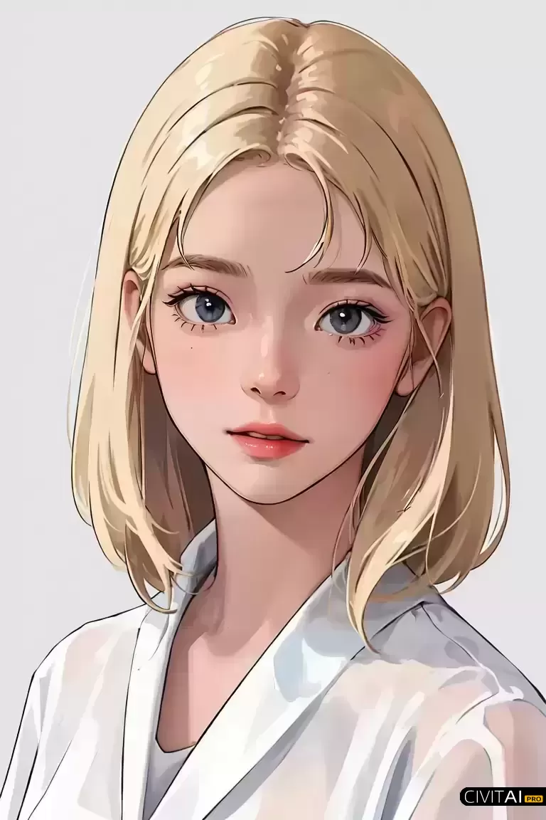 美丽金发女孩微妙视线描绘细节