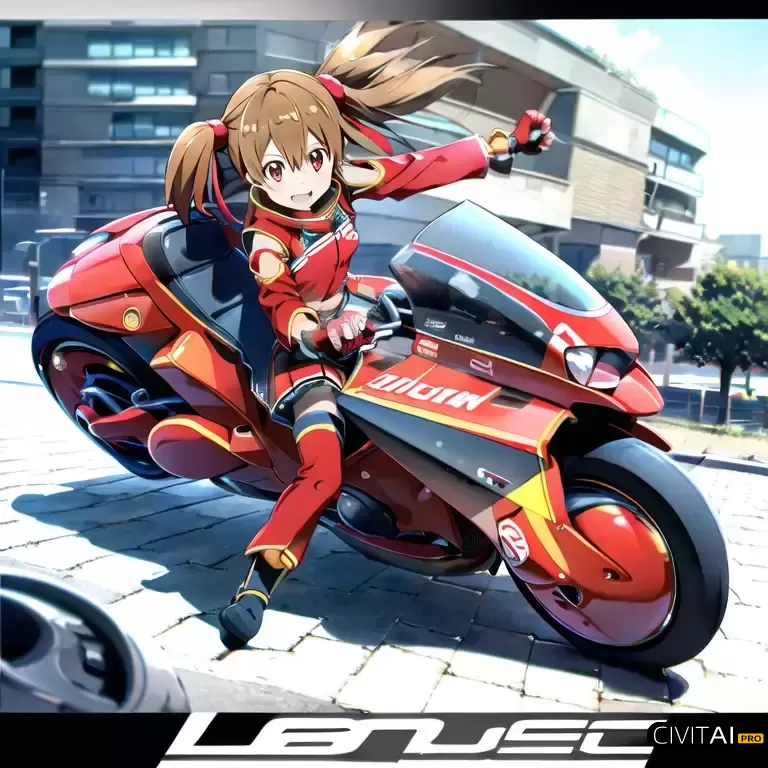 骑着《阿基拉》摩托车的女孩