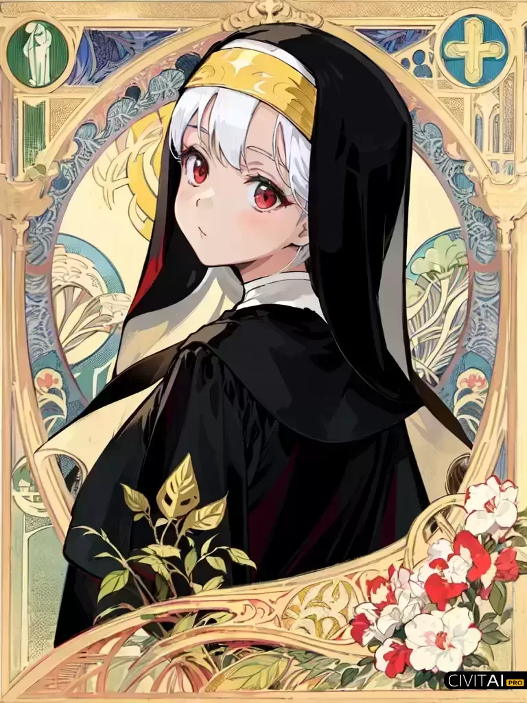 身穿黑色袈裟的短发修女