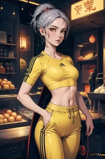 穿黄色运动服的动漫女孩