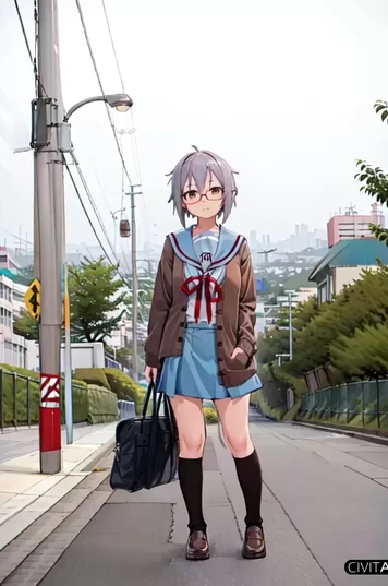 穿着学生制服的眼睛女孩