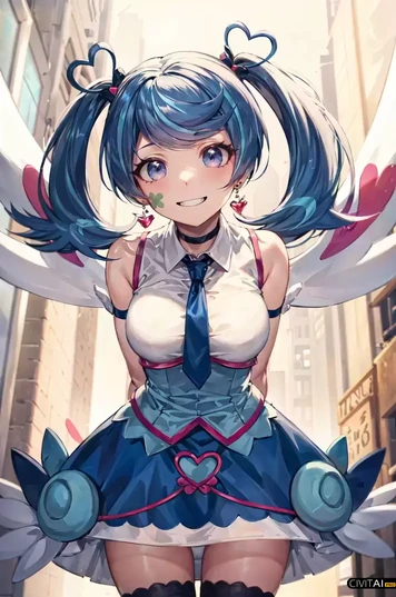 脸上有个四叶草的双马尾女孩