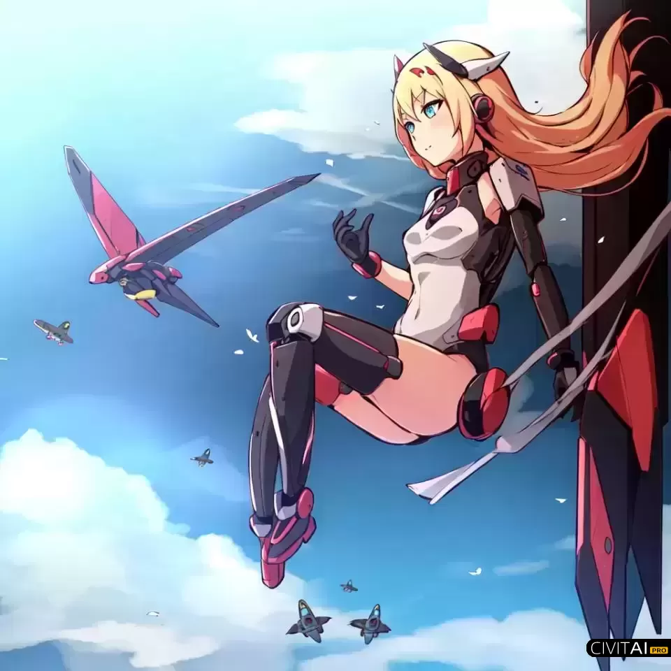 金发蓝眼赛博少女的天空旅行