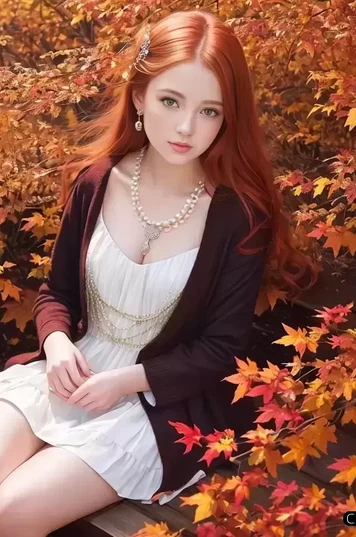 红发少女坐在红树林下