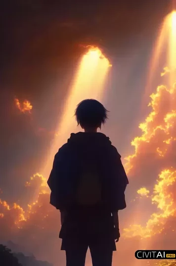 站在金色光柱前的人物