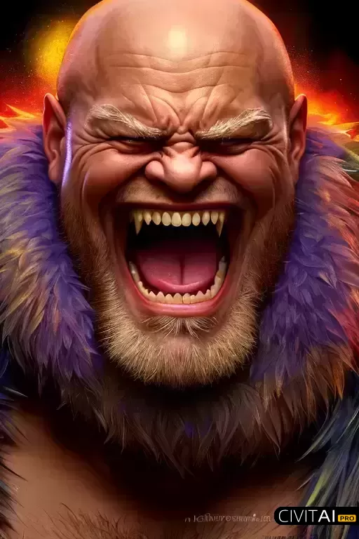 高清晰度超详细肌肉老神灵肖像画