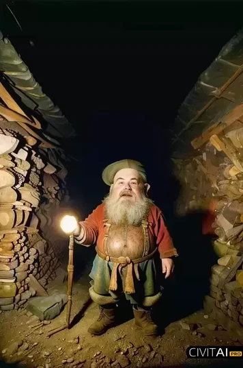 矿山中一个侏儒的人像照