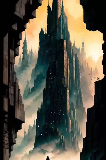 山洞外的未来城市