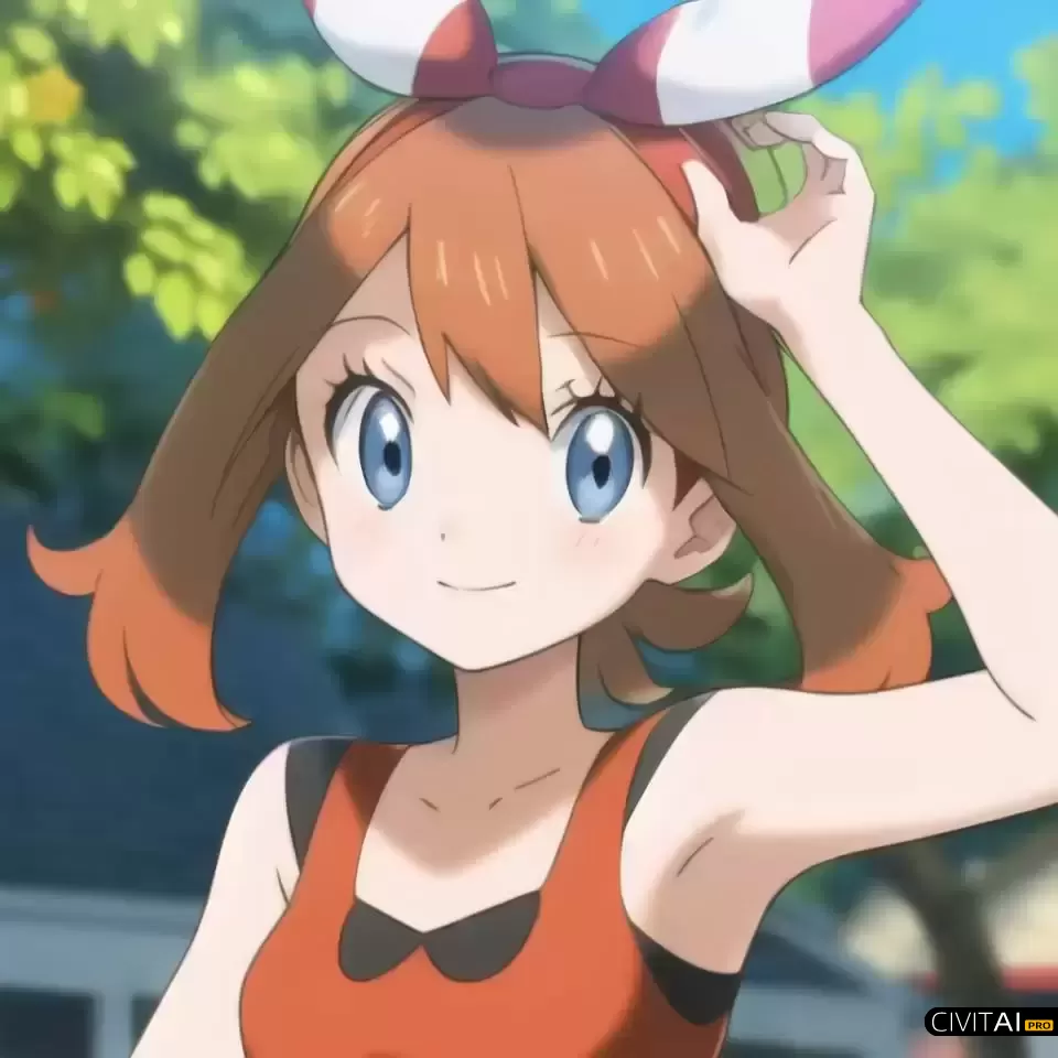 戴着红色发带的可爱女孩