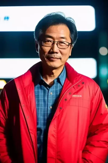 东京夜晚的50岁日本男子肖像