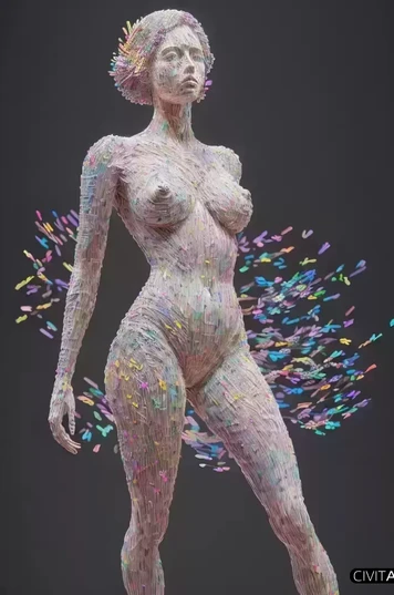 高度细致的全身数字雕塑