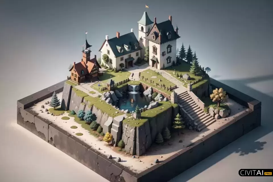 迷你岩石城堡的3D作品