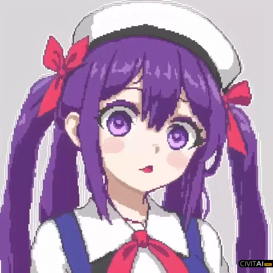 紫发少女的像素艺术画